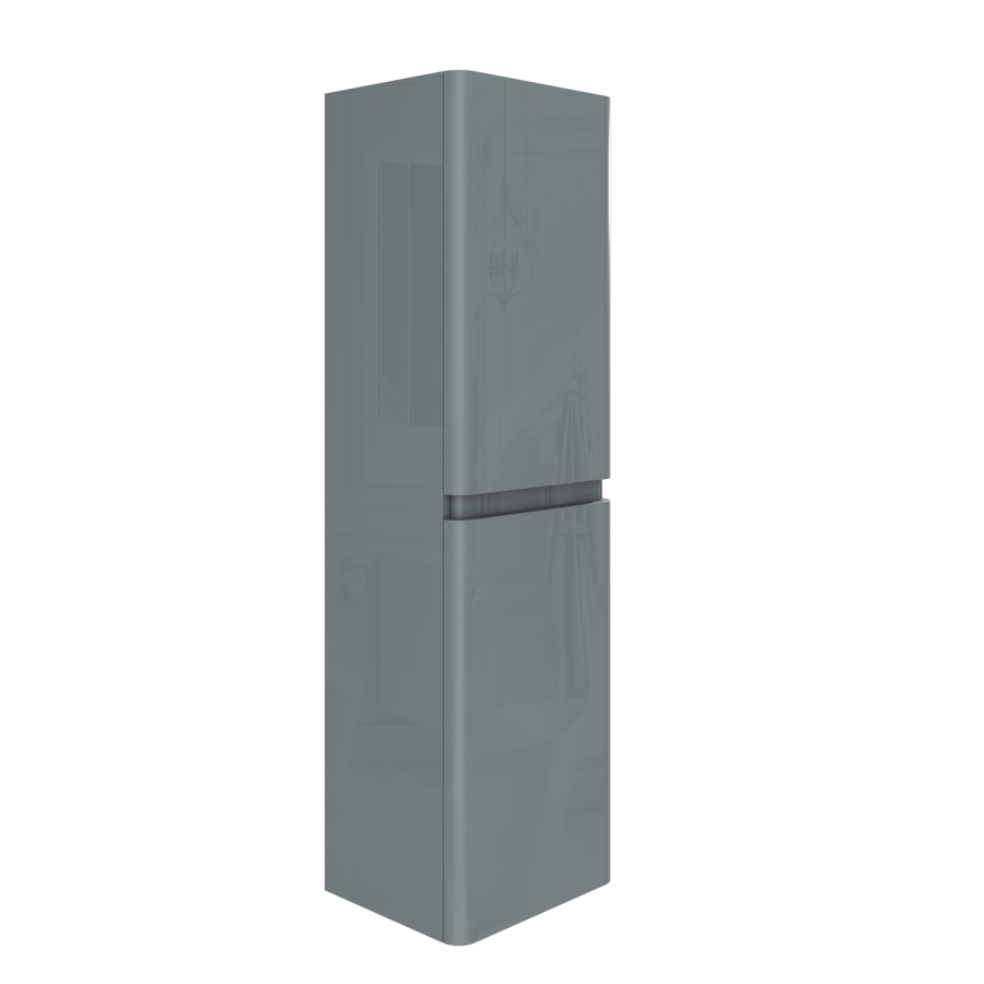 GRADE A1 - 1400mm Light Grey Gloss Wall Hung Tall Boy Storage Unit - Portland