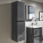 400mm Dark Grey Wall Mounted Tall Bathroom Cabinet - Portland