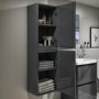 400mm Dark Grey Wall Mounted Tall Bathroom Cabinet - Portland