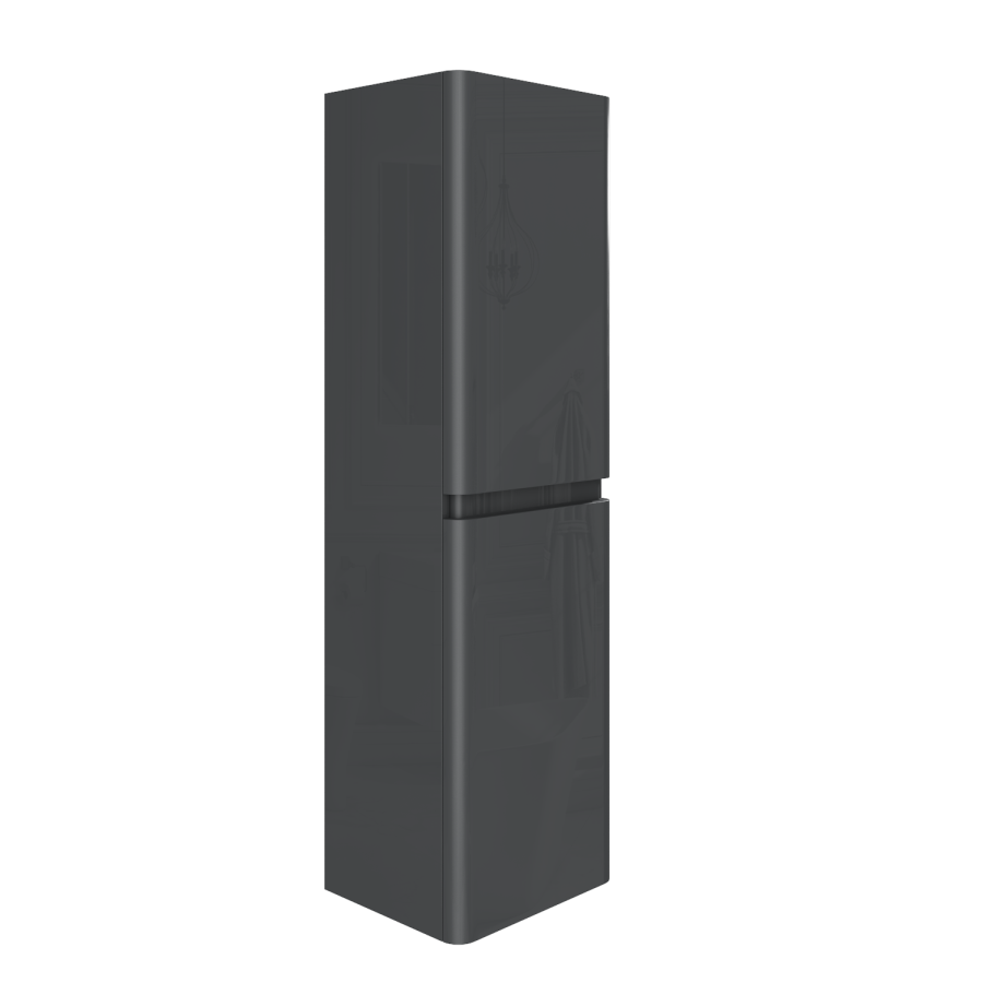 400mm Dark Grey Wall Mounted Tall Bathroom Cabinet - Portland