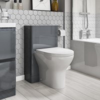 GRADE A2 - 500mm Dark Grey Gloss WC Toilet Unit - Portland
