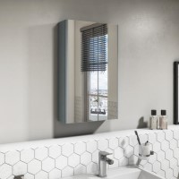 Light Grey Mirrored Wall Bathroom Cabinet 400 x 650mm - Portland Light Grey Mirrored Wall Bathroom Cabinet 400 x 650mm - Portland