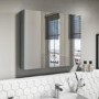 GRADE A1 - 800mm Wall Hung Mirrored 3 Door Cabinet Gloss Light Grey - Portland