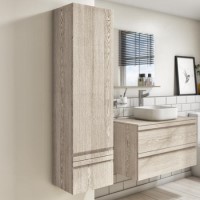 Single Door Light Wood Effect Wall Mounted Tall Bathroom Cabinet 400 x 1450mm - Boston Single Door Light Wood Effect Wall Mounted Tall Bathroom Cabinet 400 x 1450mm - Boston