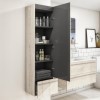 Light Wood Effect Wall Mounted Tall Bathroom Cabinet 400mm - Boston