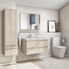 Light Wood Effect Wall Mounted Tall Bathroom Cabinet 400mm - Boston