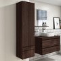 Single Door Dark Wood Effect Wall Mounted Tall Bathroom Cabinet 400mm x 1450mm - Boston