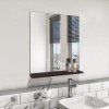 Rectangular Dark Oak Mirror With Shelf 650 x 600mm - Boston