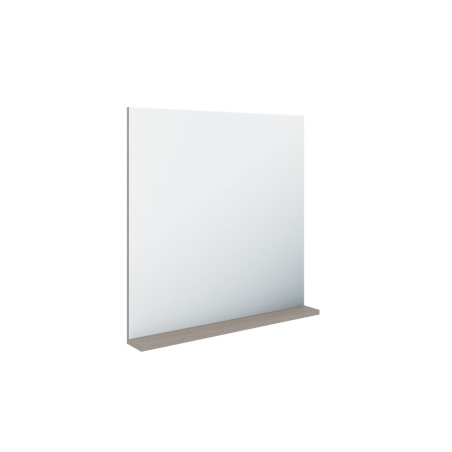 Rectangular Dark Oak Mirror With Shelf 650 x 600mm - Boston