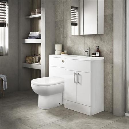 Austin Right Hand White Gloss Combination Unit with Santorini Back to Wall Toilet