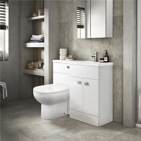 Austin Right Hand White Gloss Combination Unit with Santorini Back to Wall Toilet