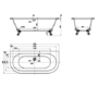 Park Royal Back to Wall Traditional Bath with Claw Feet - 1685 x 780mm