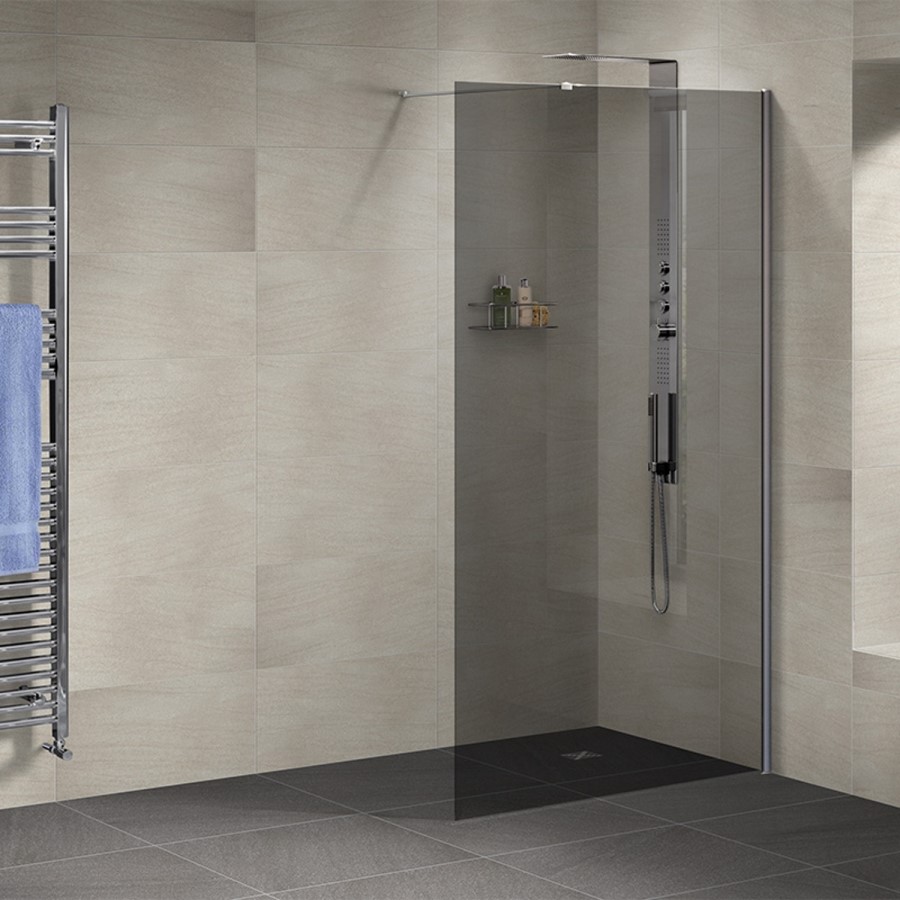 1200mm Smoked Glass Wetroom Screen - Neptune