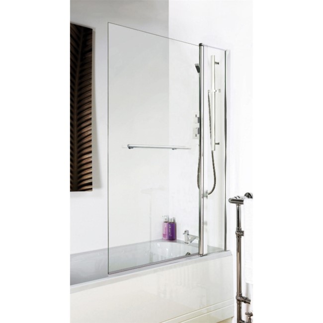 Straight Top Hinged 1435 x 1005 Double Bath Screen with Towel Rail 6mm