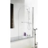 Curved Top Hinged Bath Shower Screen with Towel Rail 6mm