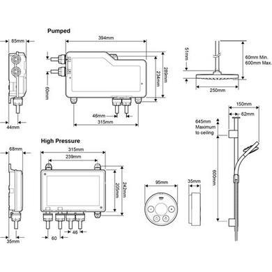 Mira Platinum Dual Outlet HP/Combi Ceiling-Fed Digital Mixer Shower