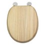 Solid Blonded Pine Round Toilet Seat with Non Slip And Chrome Hinges - Croydex Flexi Fix Davos