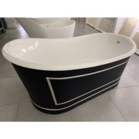 GRADE A1 - Metropolitan Black & Gold Double Ended Freestanding Bath - L1676 x W900mm