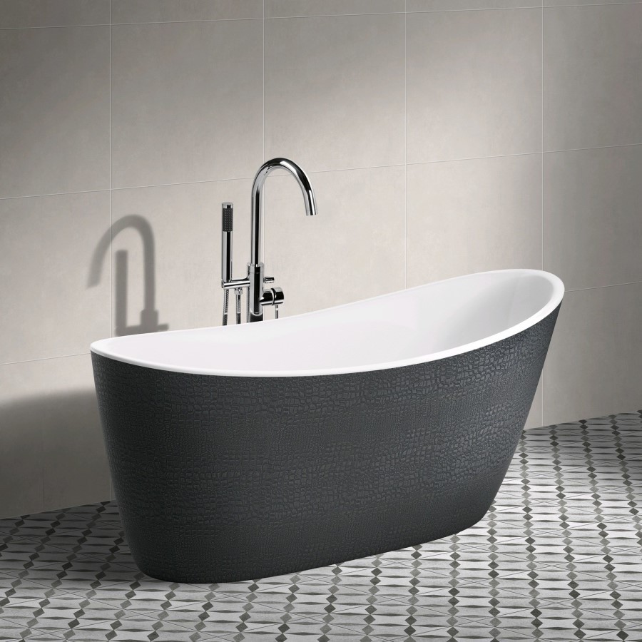 GRADE A2 - Libretto Crocodile Effect Freestanding Bath - L1750 x W800mm
