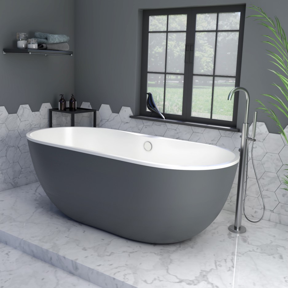 dark grey freestanding bath