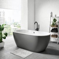GRADE A1 - Almada Grey Freestanding Double Ended Bath - L1655 x W750mm GRADE A1 - Almada Grey Freestanding Double Ended Bath - L1655 x W750mm