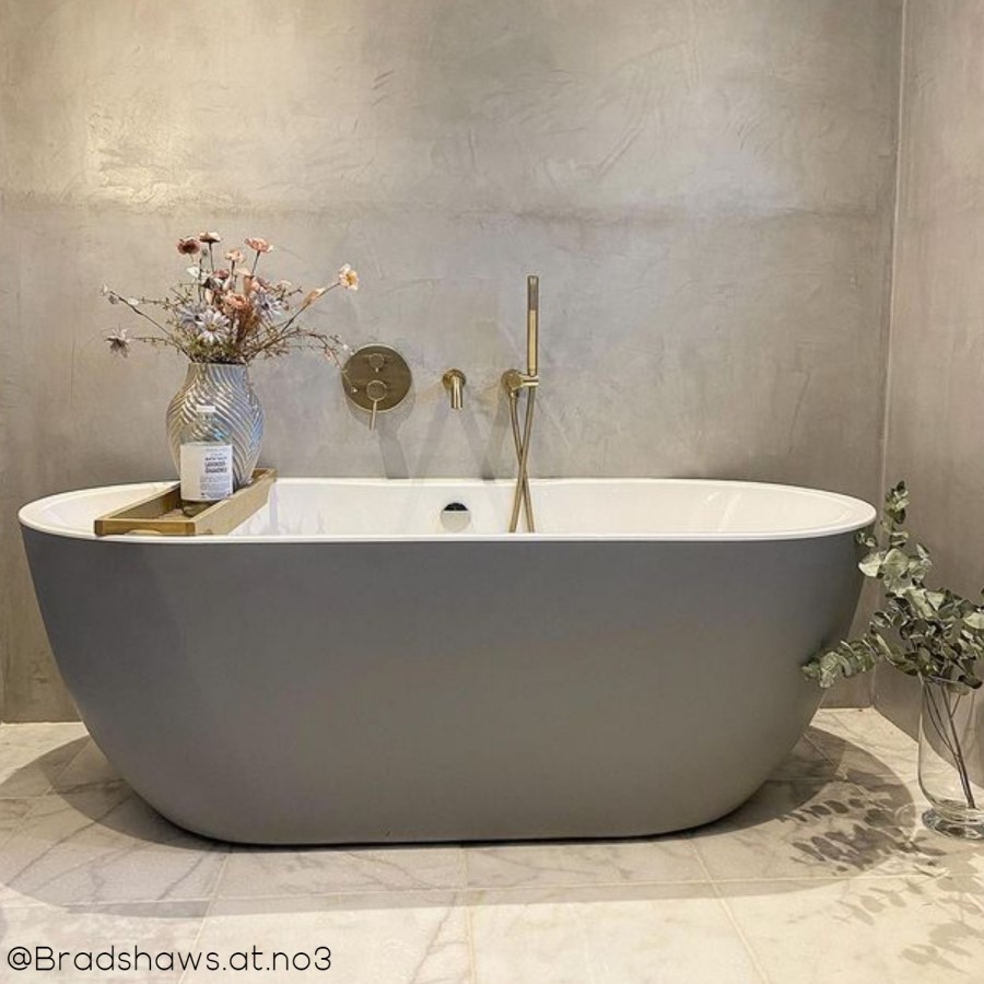 Grey Freestanding Double Ended Bath 1655 x 750mm - Lisbon