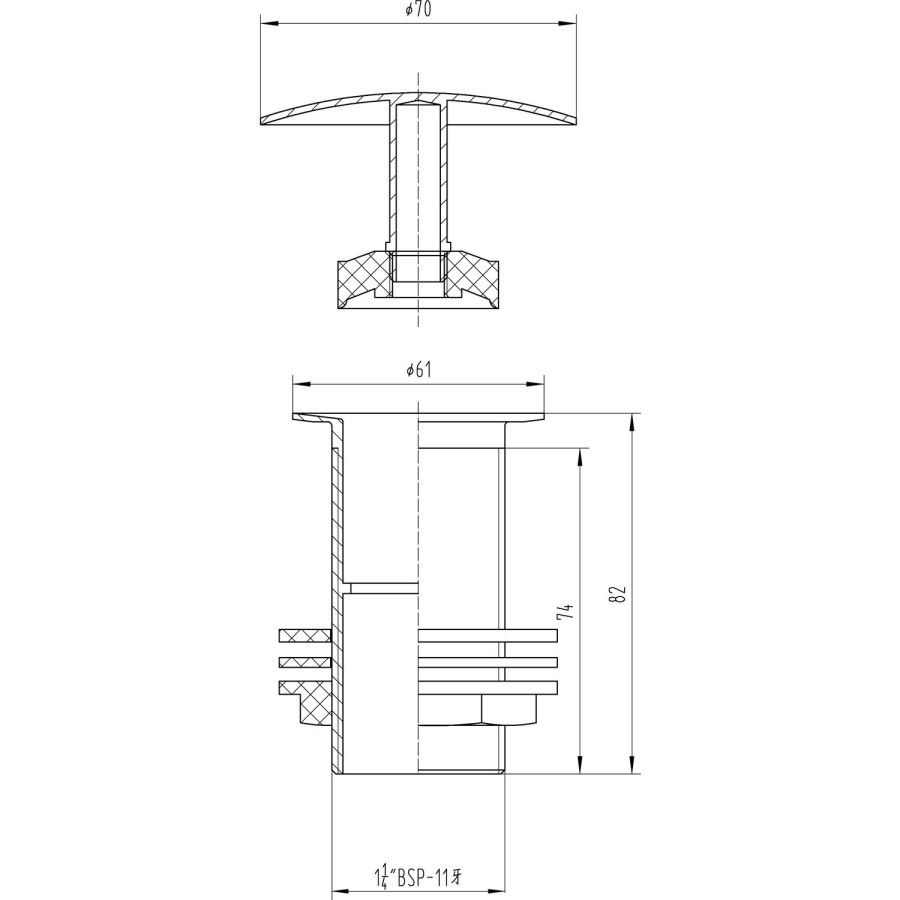 Unslotted Free Flow Basin Waste - Chrome