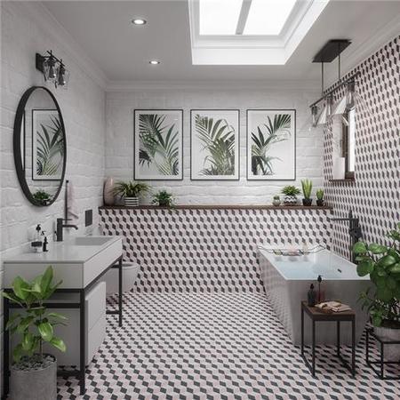 Marble Cube Blush Floor Tile
