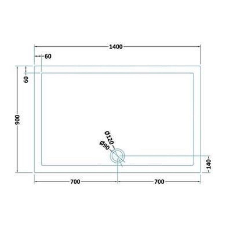 1400 x 900 Grey Slate Effect Shower Tray