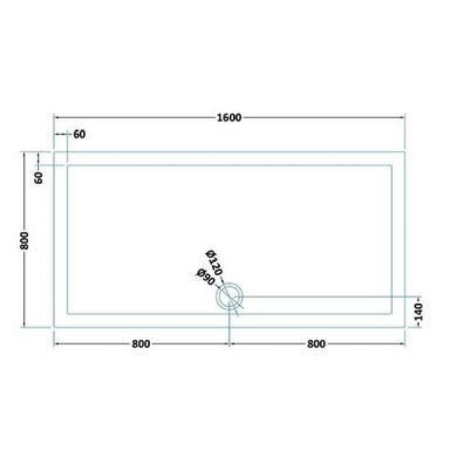1600 X 800 Grey Slate Effect Shower Tray