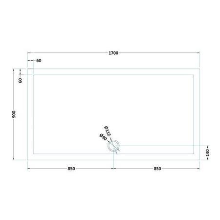1700 X 900 Grey Slate Effect Shower Tray