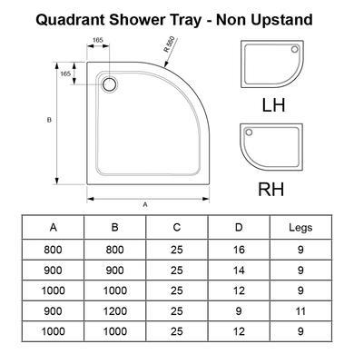 Offset Quadrant Right Hand Low Profile Shower Tray 1200 x 900mm - Mira