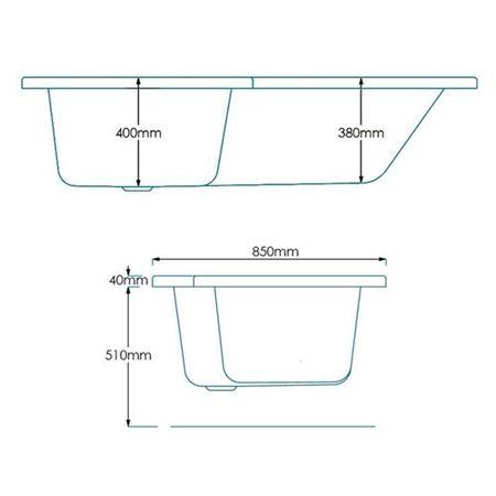L-Shaped Square Right Hand Shower Bath - 1700 x 850mm
