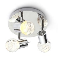 Bubble LED Ceiling Flush Plate Triple Spot Light Chrome