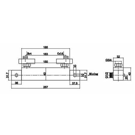 Premier Square Thermostatic Bar Valve