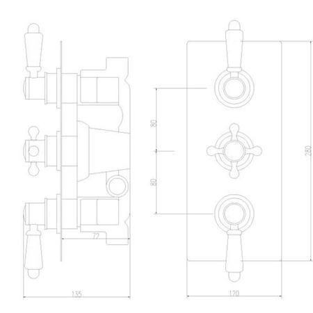 Premier Victorian Triple Thermostatic Shower Valve with a Plate
