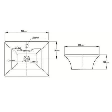 Premier Vessels Sit-On Countertop Basin 480mm Wide - 1 Tap Hole