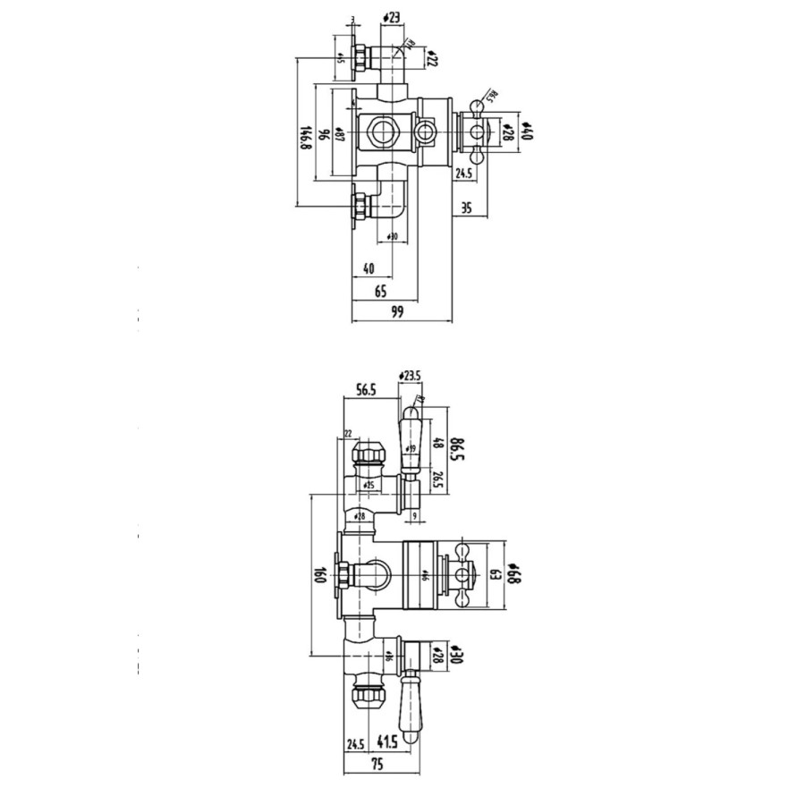 Premier Victorian Triple Thermostatic Exposed Shower Valve