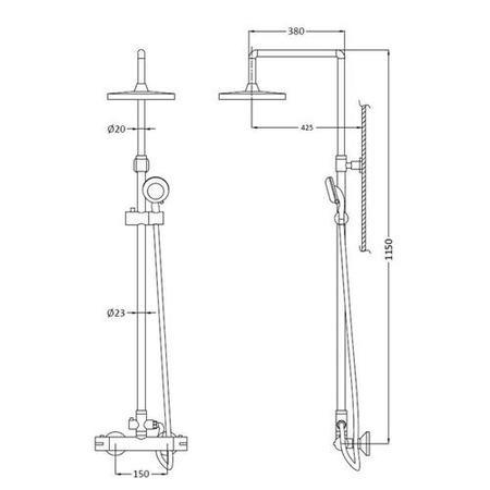 Premier Thermostatic Bar Shower With Kit with Round Handset
