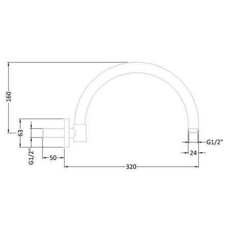 Hudson Reed Curved Wall-Mounted Shower Arm
