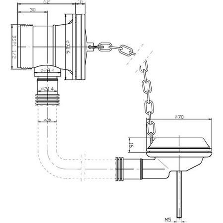 Hudson Reed Bath Waste with overflow[com] plug and link chain