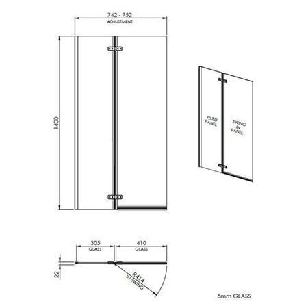 Premier Ella Straight Hinged 5mm Bath Screen