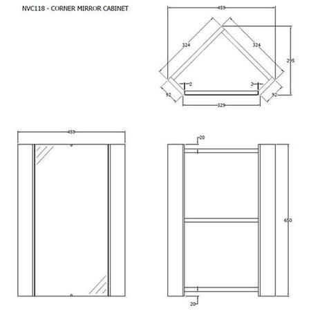 Mayford Corner Mirrored Bathroom Cabinet 459mm White