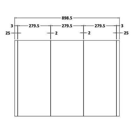 Lux 3 Door Mirrored Bathroom Cabinet 900mm Wide White