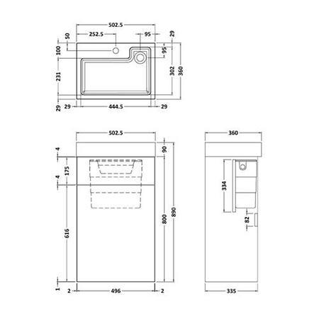 Premier Athena 2 In 1 500mm White Gloss Basin & WC Unit