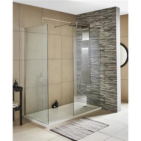 Wetroom Screen with  Support Bar 700mm - 8mm Glass