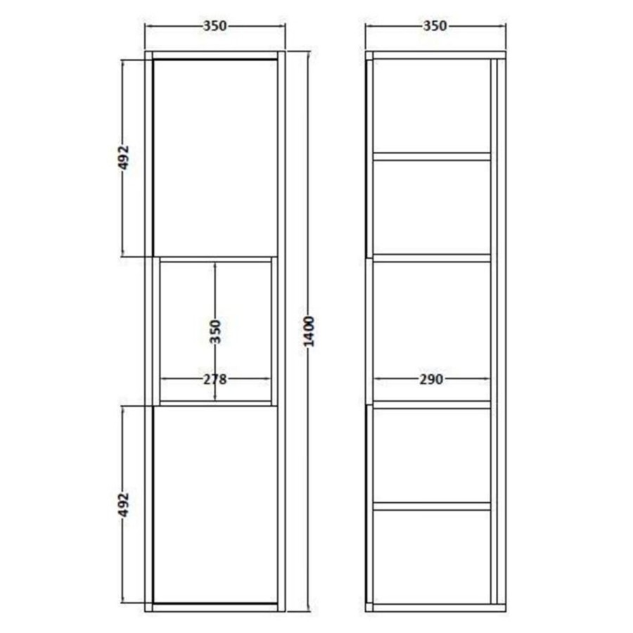 Hudson Reed Coast White Gloss 350 Tall Unit