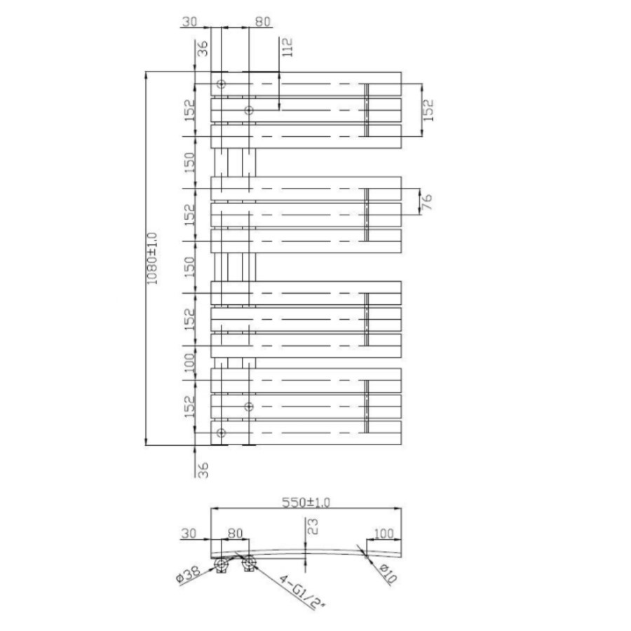 Elgin Anthracite Towel Rail - 1080 x 550mm