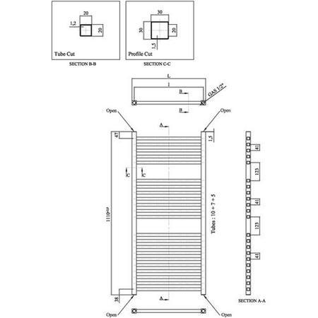 Hudson Reed Eton Electric Radiator 1100x500 Chrome