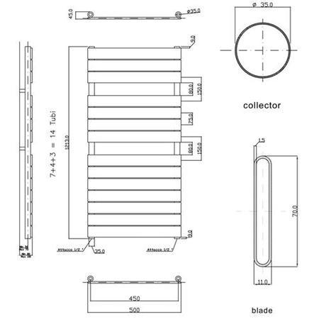 Hudson Reed Flat Panel Heated Towel Rail 1213x500 Anthracite